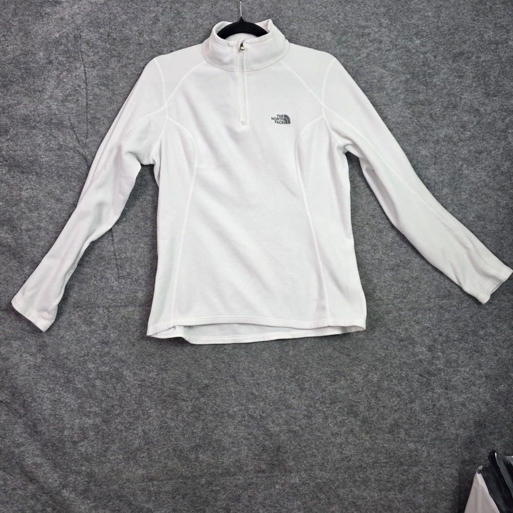The North Face TKA 100 Glacier Fleece Quarter Zip Pullover White Womens Medium
